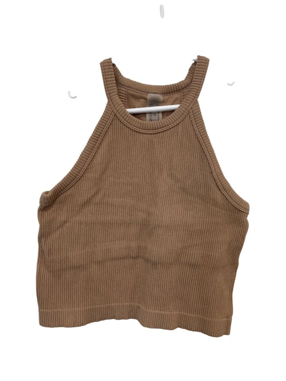 Urban Rebel Crop Top Large/XL Ribbed Halter Sleeveless Tan Neutral Summer Wear